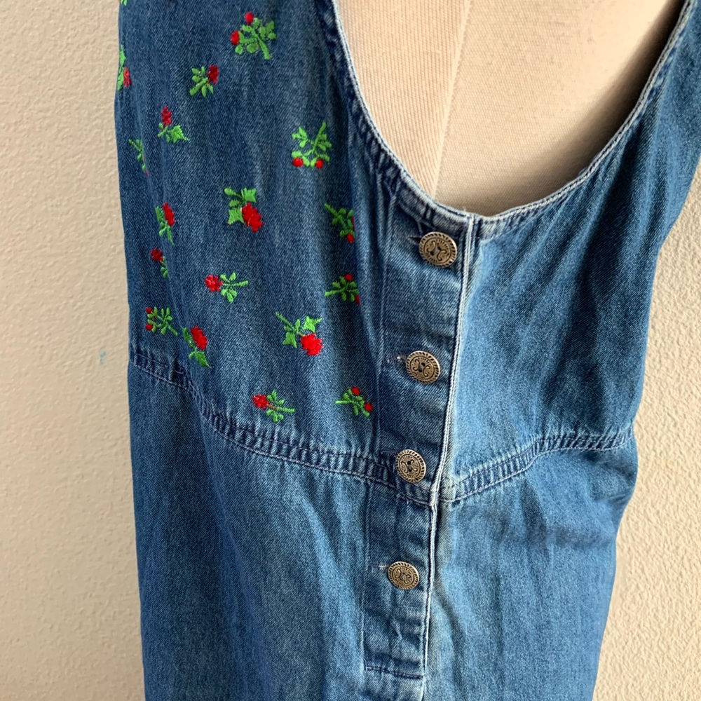 Vintage Basic Edition Maxi Denim Embroidered Dress - image 3